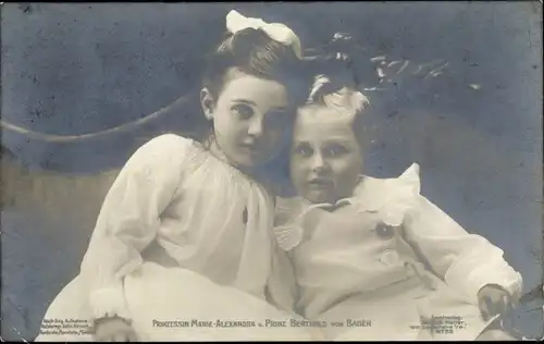 Ak Prinzessin Marie Alexandra und Prinz Berthold von Baden als Kinder