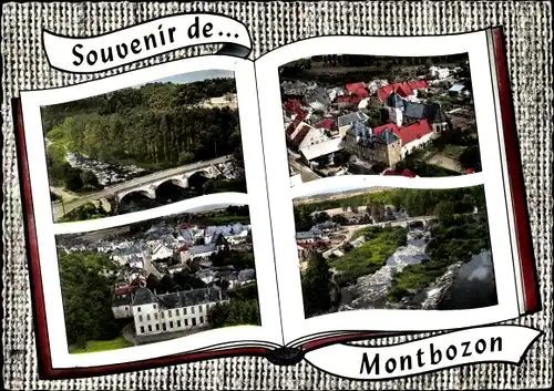 Ak Montbozon Haute Saône, Le Pont, Le Chateau, Vue panoramique