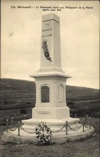 Ak Héricourt Haute Saône, Le Monument eleve aux Defenseurs de la Patrie morts pour Elle