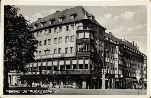 Ak Zwickau in Sachsen, Ringhaus und Bärenhof