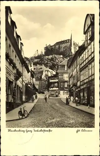 Ak Blankenburg Harz, Blick in die Tränkestraße mit Kirchturm