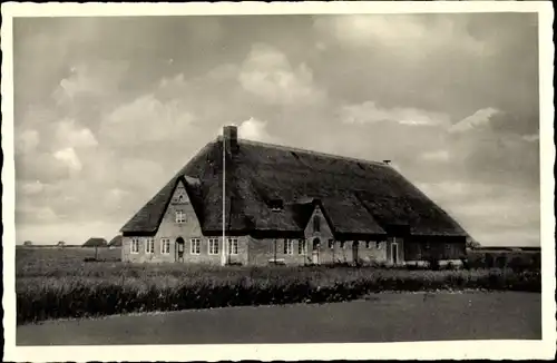 Ak Tümlauer Koog Nordfriesland, Wohnhaus, Reetdach