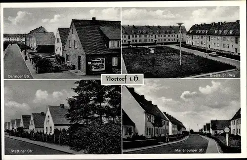 Ak Nortorf Schleswig Holstein, Siedlung Breslauer Ring, Stettiner, Danziger u. Marienburger Straße