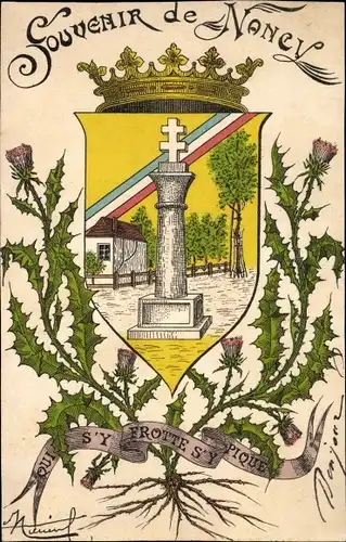 Wappen Ak Nancy Meurthe et Moselle, Distel, Denkmal, Souvenir