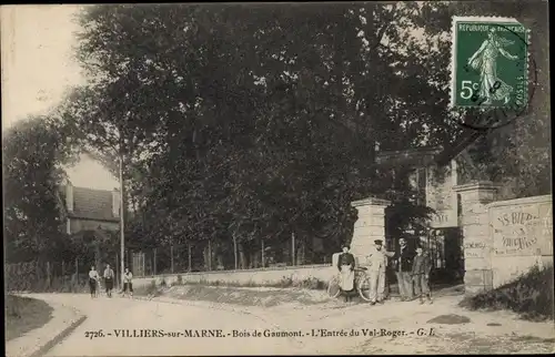 Ak Villiers sur Marne Val de Marne, Bois de Gaumont, L'Entree du Val Roger