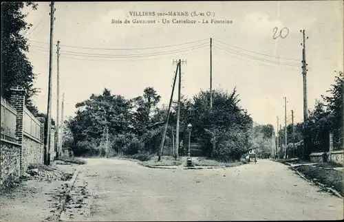 Ak Villiers sur Marne Val de Marne, Un Carrefour, La Fontaine