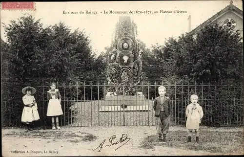 Ak Raincy Environs Seine Saint Denis, Monument de 1870-71, Plateau d'Avron