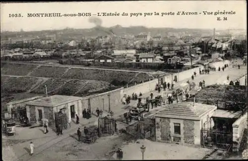 Ak Montreuil sous Bois Seine Saint Denis, L'Entree du pays par la porte d'Avron, Vue generale