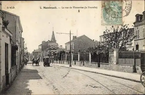 Ak Montreuil Seine Saint Denis, La rue de Vincennes