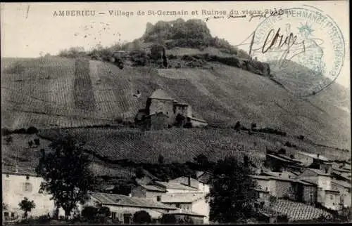 Ak Amberieu Ain, Village de Saint Germain et Ruines du vieux Chateau