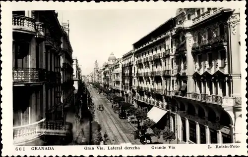 Ak Granada Andalusien Spanien, Gran Via. Lateral derecha