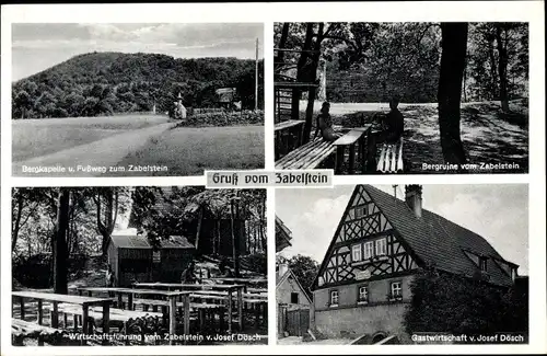 Ak Donnersdorf Zabelstein im Steigerwald, Zabelstein, Bergruine, Gasthof v. Josef Dösch