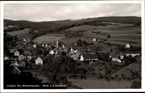 Ak Küchen Hessisch Lichtenau in Hessen, Blick n. d. Meissner, Ort, Vogelschau