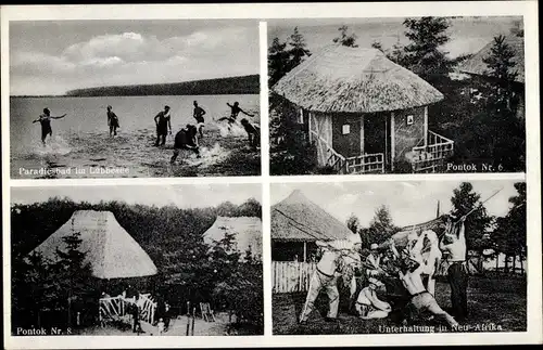 Ak Templin Uckermark, Neu Afrika, Paradiesbad im Lübbesee, Pontok, Inh. Robert Preußner