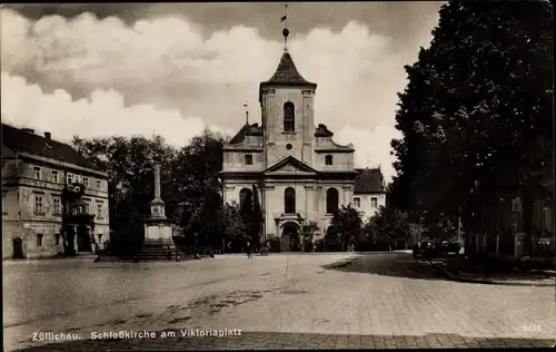 Ak Sulechów Züllichau Ostbrandenburg, Schlosskirche, Viktoriaplatz