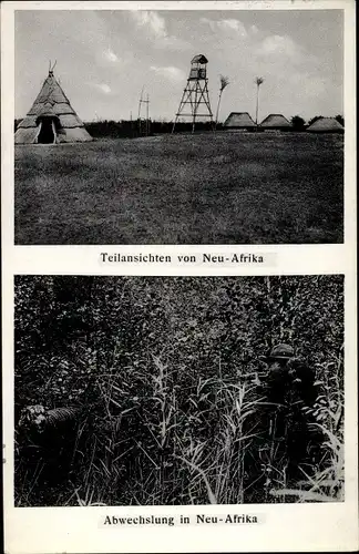 Ak Ahrensdorf Templin in der Uckermark, Anlage Neu Afrika, Hütte, Jagd, Tiger