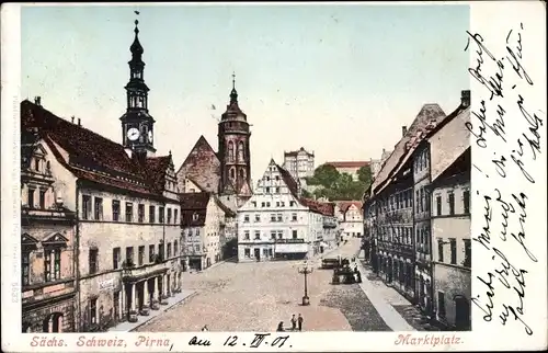 Ak Pirna in Sachsen, Marktplatz