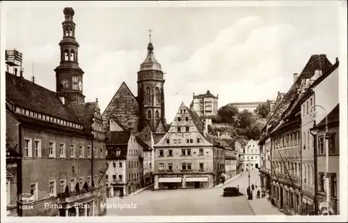 Ak Pirna an der Elbe, Marktplatz