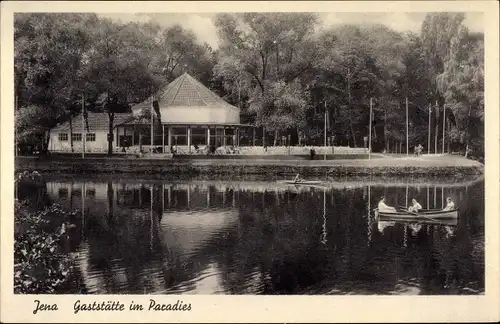 Ak Jena in Thüringen, Gaststätte im Paradies, Ruderboote