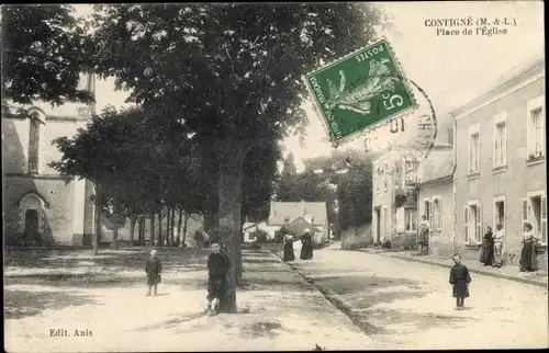 Ak Contigné Maine et Loire, Place de l'Eglise