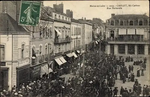 Ak Cholet Maine et Loire, Mi Careme, Rue Nationale