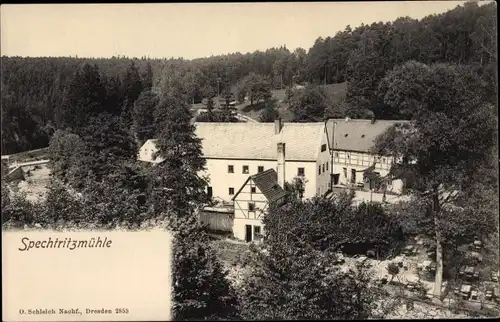 Ak Spechtritz Rabenau in Sachsen, Blick auf die Spechritzmühle am Waldrand