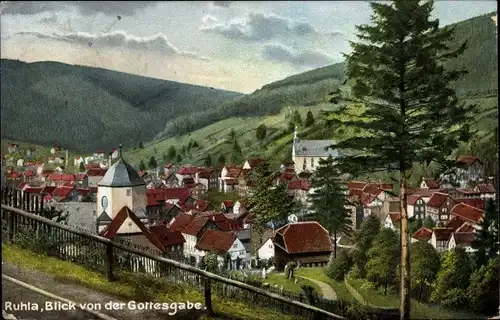 Ak Ruhla in Westthüringen, Totalansicht vom Ort, Wiro 1505
