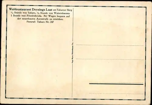 Gedicht Ak Tabarz im Thüringer Wald, Waldrestaurant Deysings Lust