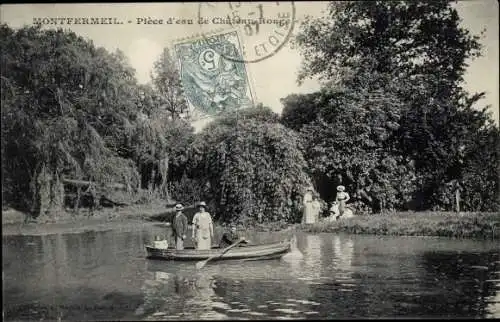 Ak Montfermeil Seine Saint Denis, Piece d'eau de Chateau Rouge