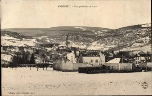 Ak Amberieu Ain, Vue generale en hiver