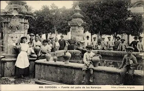 Ak Córdoba Andalusien Spanien, Fuente del patio de los Naranjos