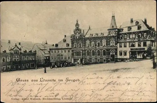 Ak Lößnitz Lössnitz im Erzgebirge, Marktplatz, Rathaus