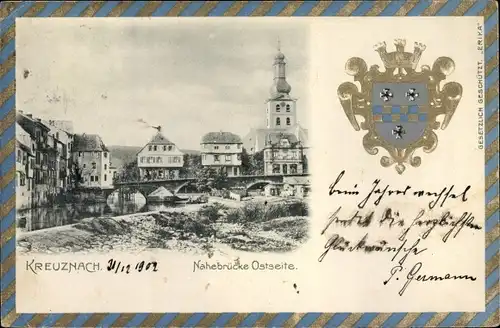 Wappen Ak Bad Kreuznach in Rheinland Pfalz, Nahebrücke