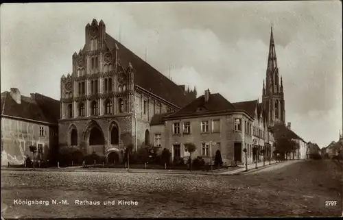 Ak Chojna Königsberg Neumark Ostbrandenburg, Rathaus, Kirche