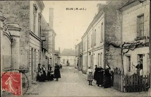Ak Blou Maine-et-Loire, Une Rue