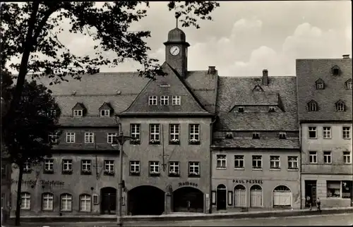 Ak Warmbad Wolkenstein im Erzgebirge, Marktplatz mit Rathaus, Ratskeller, Geschäft Paul Pessel