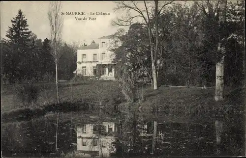 Ak Saint Maurice Val-de-Marne, Le Chateau, Vue du Parc