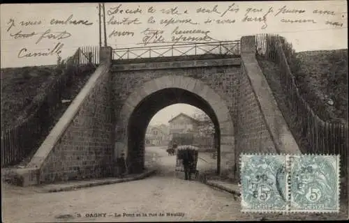 Ak Gagny Seine Saint Denis, Le Pont et la rue de Neuilly