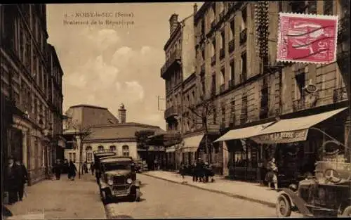 Ak Noisy-le-Sec Seine Saint Denis, Boulevard de la Republique
