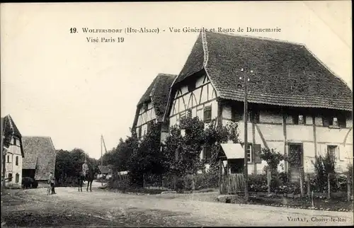 Ak Wolfersdorf Elsass Haut Rhin, Vue générale et Route de Dannemarie