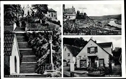 Ak Großheubach am Main Unterfranken, Stufen z. Engelberg, Café Rosenbusch, Teilansicht