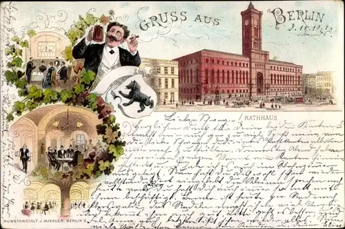 Litho Berlin Mitte, Rathaus, Gasthaus, Innenansicht