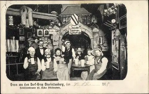 Ak Berlin Charlottenburg, Gasthaus Dorfkrug, Schillerstraße 49, Innenansicht