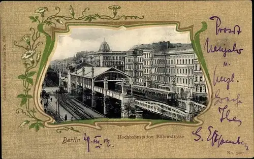 Passepartout Ak Berlin Schöneberg, Hochbahnstation Bülowstraße