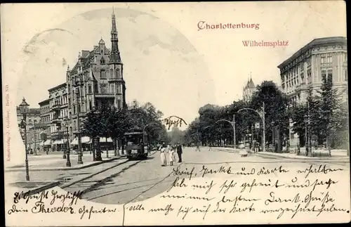 Ak Berlin Charlottenburg, Wilhelmsplatz, Straßenbahn
