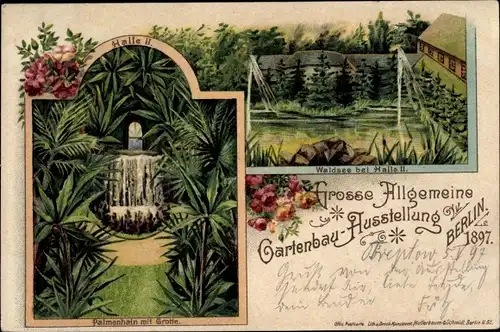 Litho Berlin Charlottenburg, Große Allgemeine Gartenbauausstellung 1897, Palmenhain