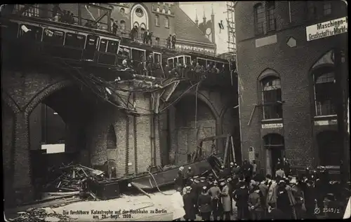 Ak Berlin, Katastrophe der Hochbahn 26 September 1908, Eisenbahnunglück