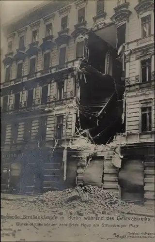 Ak Berlin Friedrichshain,Generalstreik 1919, Spartakusaufstand, Strausberger Platz