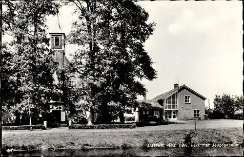 Ak Lutten Overijssel Niederlande, Kirche mit Jugendhaus