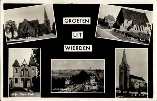 Ak Wierden Overijssel, Kirchenansichten, Panorama